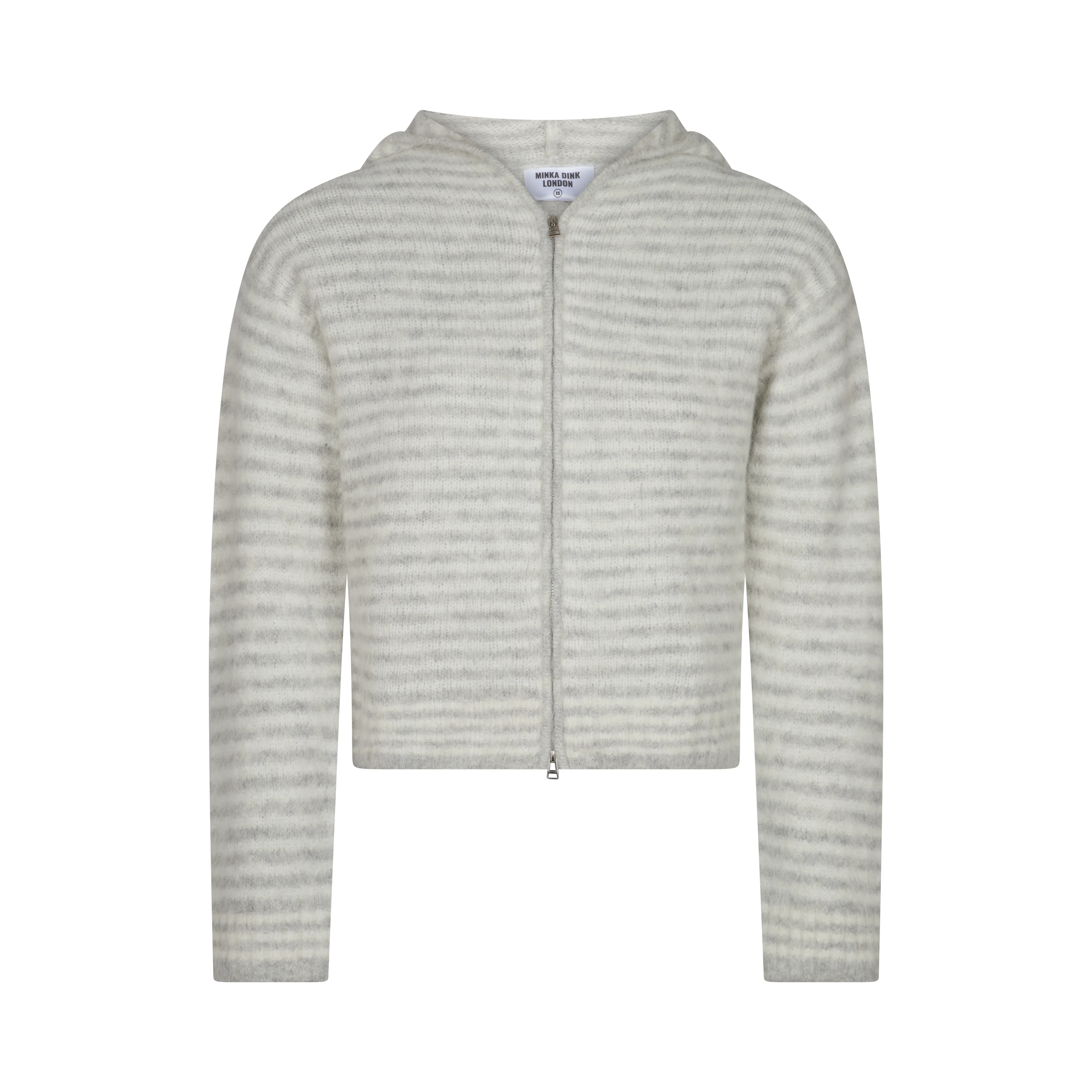 Dual Zip Hoodie - Grey Stripe - Image 13