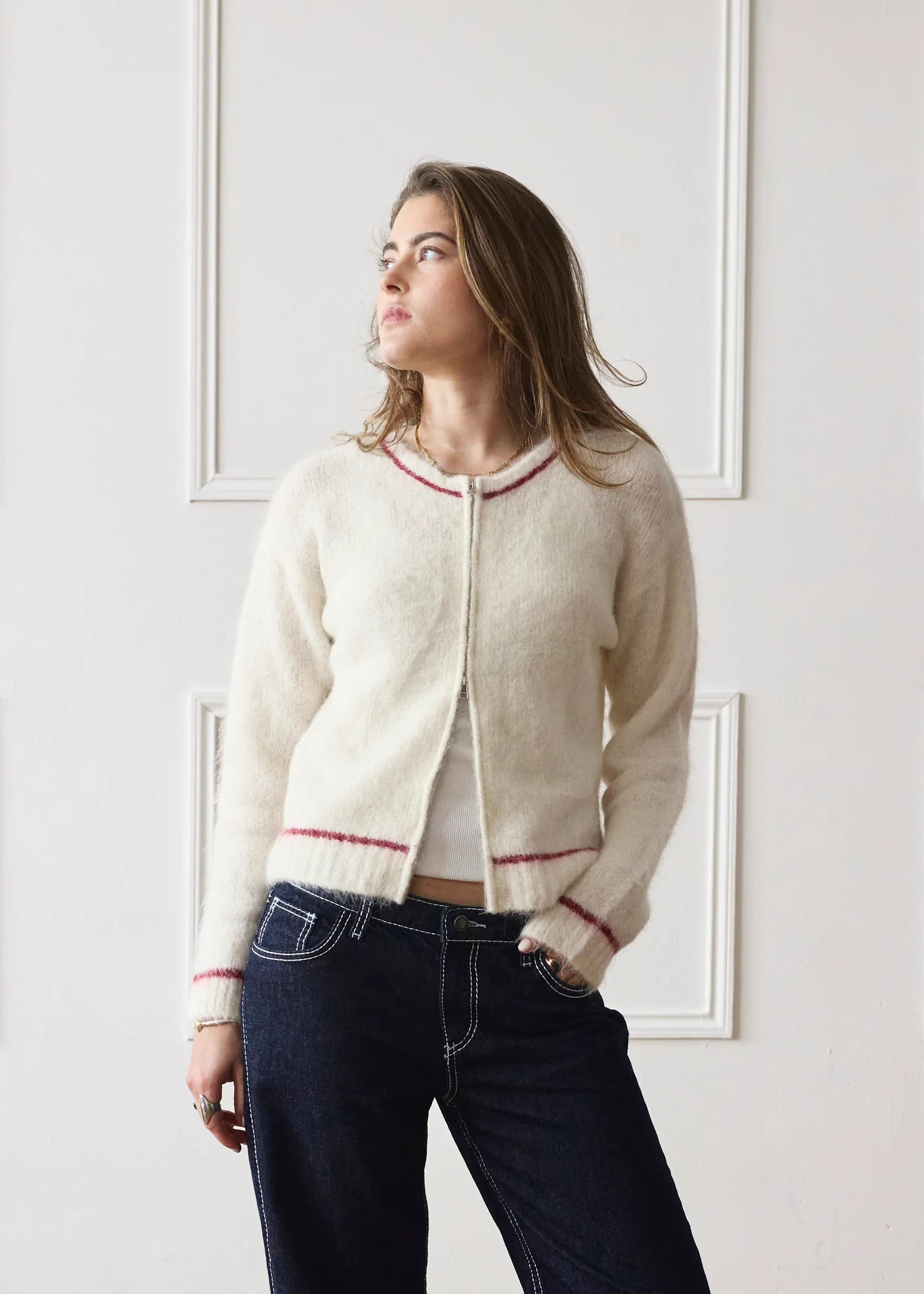 Dual Zip Jumper - Cream - Image 4