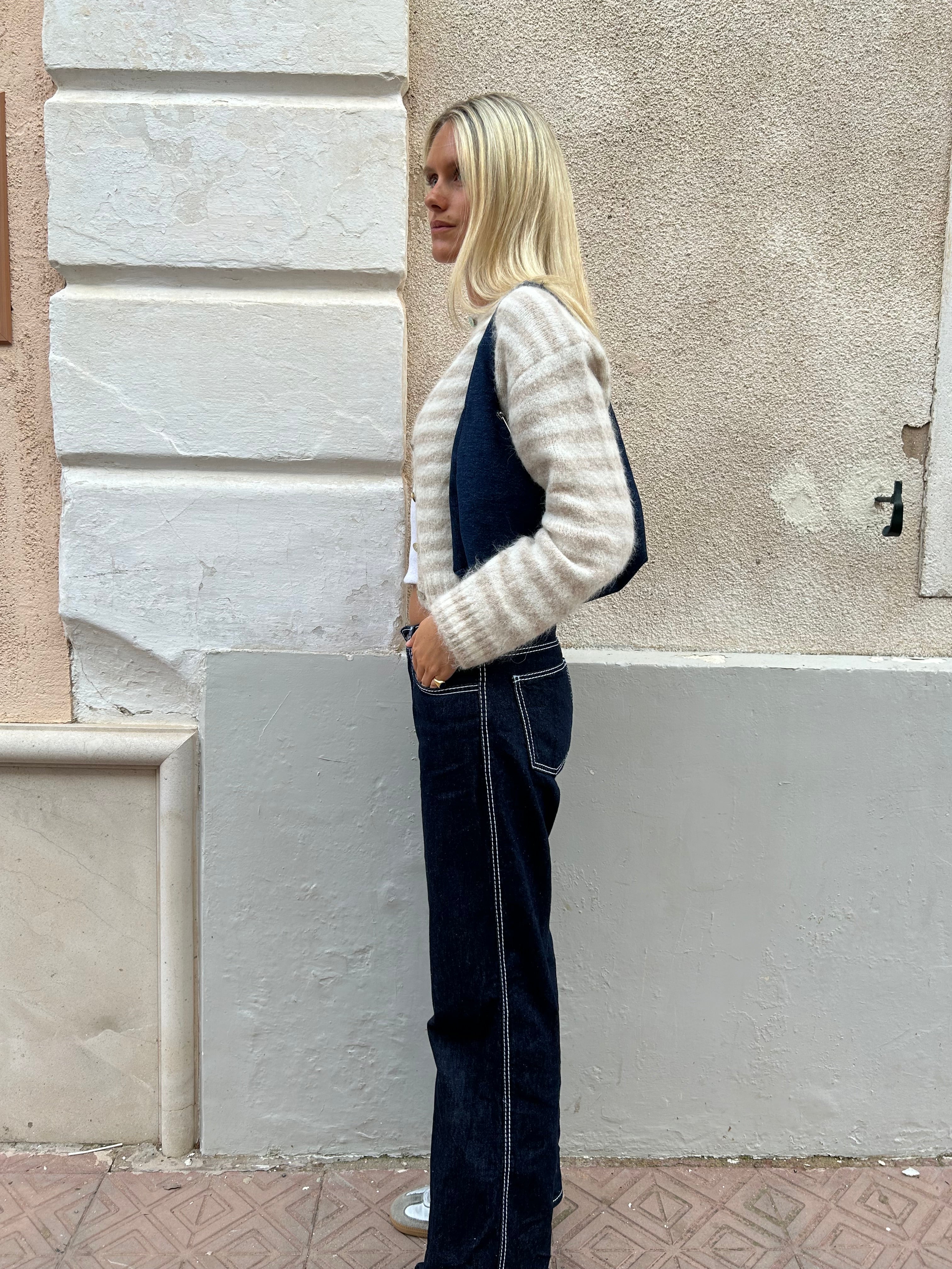 Evie Cardigan - Beige Stripe - Image 12