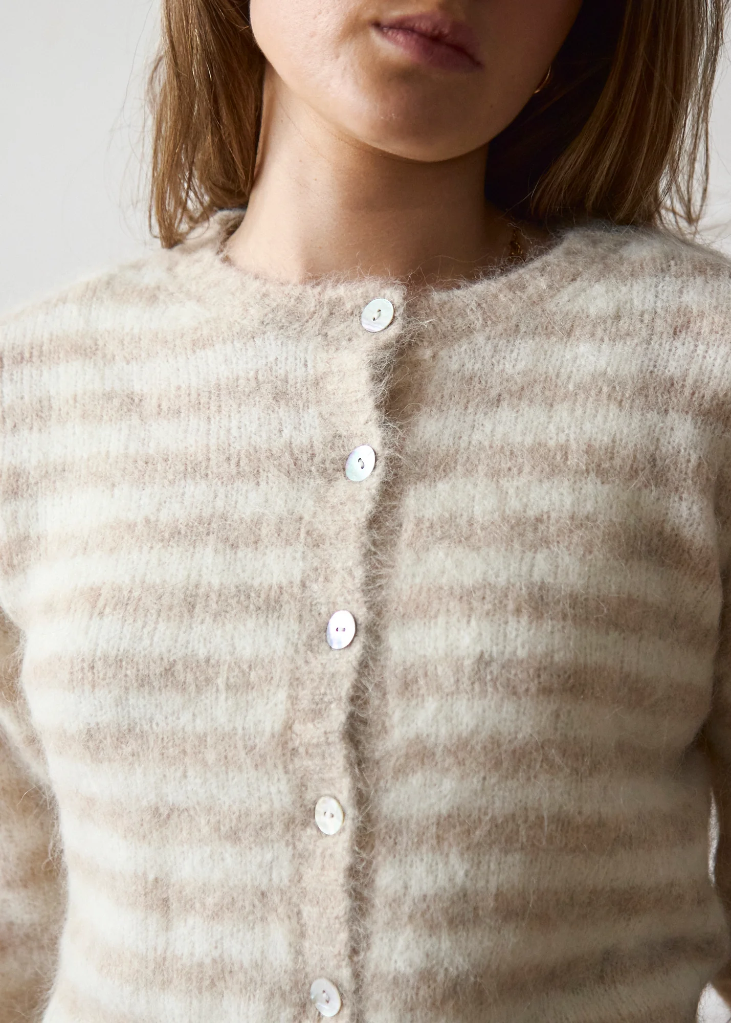 Evie Cardigan - Beige Stripe - Image 9